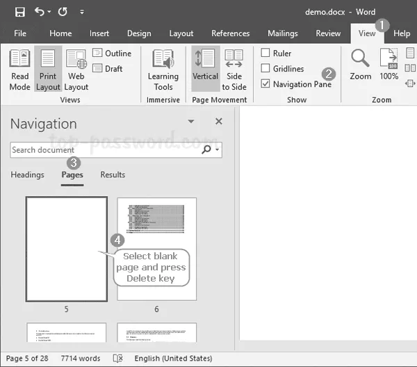 How to delete a blank page in microsoft word 365? image 1