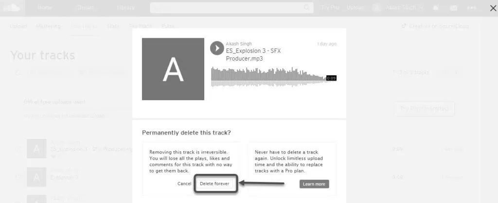 How to delete music on soundcloud? image 2